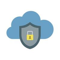 Cloud security icon with padlock and cloud vector