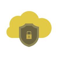 Cloud security icon with padlock and cloud vector