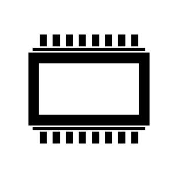A black and white image of a computer chip vector
