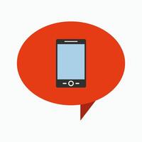 A phone is shown in a speech bubble on a white background vector
