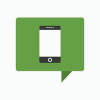 A green speech bubble with a phone in it vector