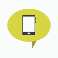 A speech bubble with a phone in it vector