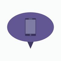 A purple speech bubble with a phone icon vector