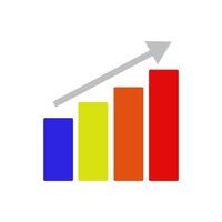 A colorful bar chart with an arrow going up vector