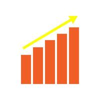 A graph with an arrow going up vector