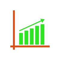 A graph chart with an arrow going up vector