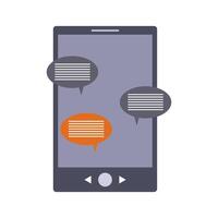 An illustration of a smartphone with two speech bubbles vector