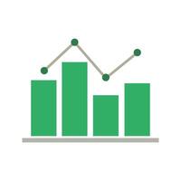 A graph chart with green bars and arrows vector