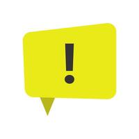 Yellow speech bubble with exclamation mark on white background vector