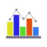An icon of a bar chart with a line going up vector