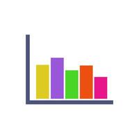 A colorful bar chart with a line going up vector