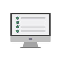 A computer monitor with a checklist on it vector