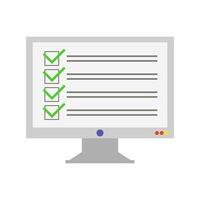 A computer screen with a checklist on it vector