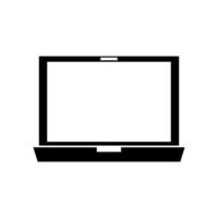 A black and white illustration of a laptop computer vector
