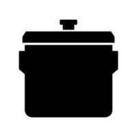 A black and white icon of a pot vector