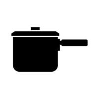 A black and white illustration of a pot and pan vector