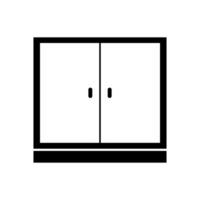 A black and white image of a cabinet with doors vector