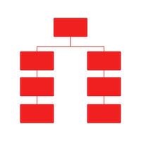 An organization chart with red boxes vector