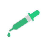 A syringe with a green liquid dripping out of it vector