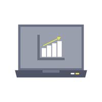 A laptop with a graph bar on it vector