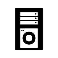 A black and white icon of a computer vector