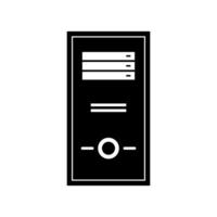 A black and white computer icon on a white background vector