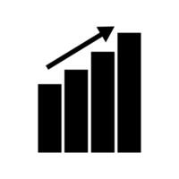 A graph bar with an arrow pointing up vector