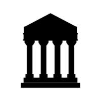 A black and white illustration of a building with columns vector
