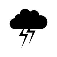 Black and white illustration of a cloud with lightning vector