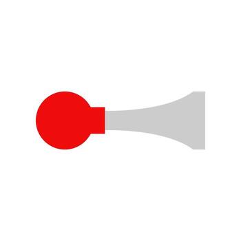 A red and gray button with a red ball on it vector