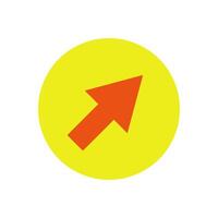 A red arrow pointing up in a yellow circle vector