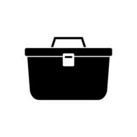 A black and white icon of a toolbox vector