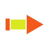 An orange and yellow arrow pointing to the right vector
