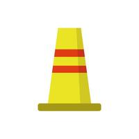 A yellow traffic cone with red stripes vector
