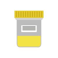 A jar of yellow liquid with a yellow lid vector