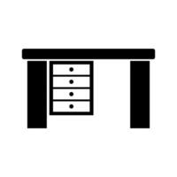 A black and white image of a desk with drawers vector