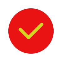 A check mark in a red circle vector