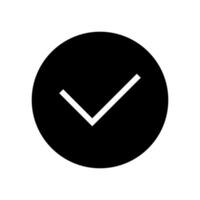 Check mark icon in black circle on white background vector