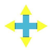 A blue and yellow cross with arrows pointing in different directions vector