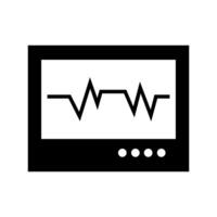 A black and white icon of a monitor with a heartbeat vector