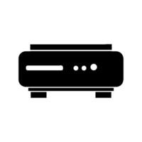 A black and white image of a computer on a table vector