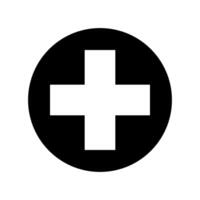 A black and white medical cross in a circle vector