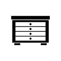 A black and white image of a chest of drawers vector