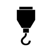 A black and white icon of a hook vector
