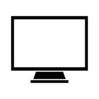 A black and white computer monitor icon on a white background vector