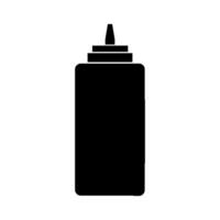 A black and white illustration of a bottle of ketchup vector