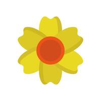 A yellow flower with an orange center on a white background vector