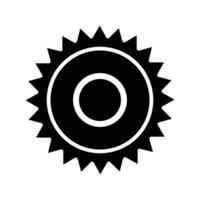 A black and white icon of a gear vector