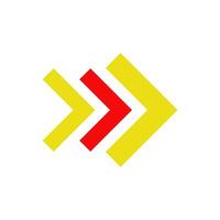 A yellow and red arrow pointing to the right vector