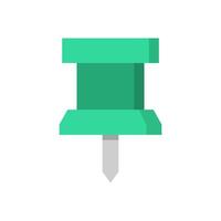 A green push pin on a white background vector
